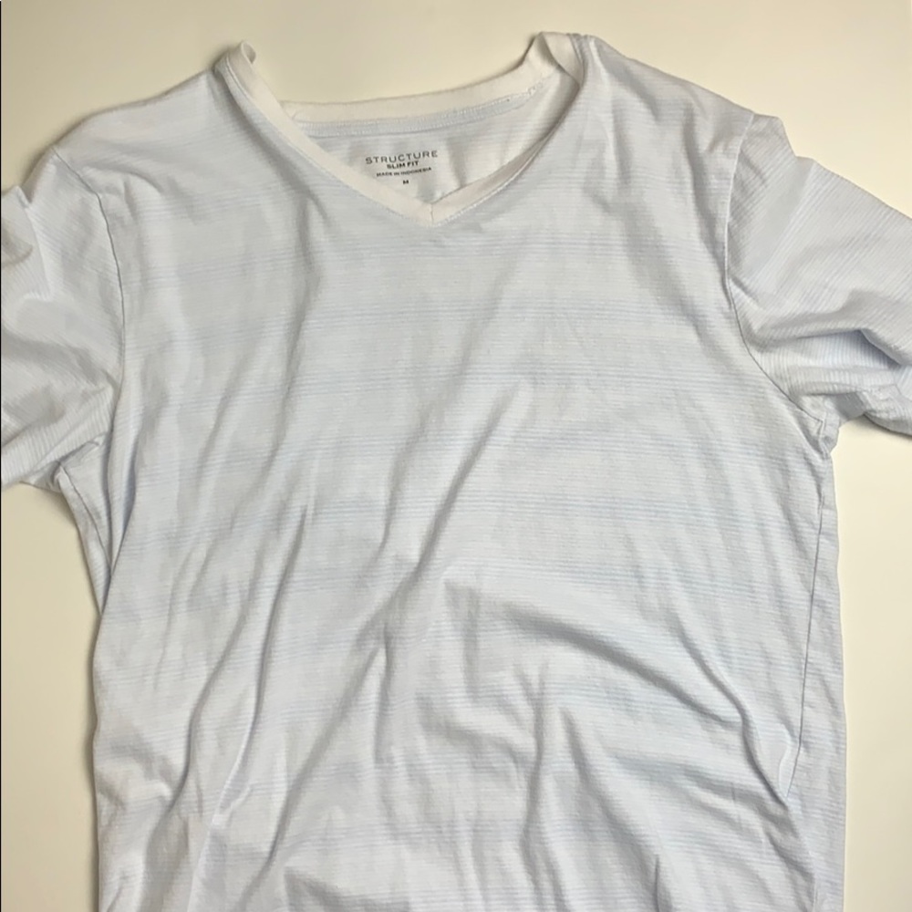 White & Baby Blue V-Neck